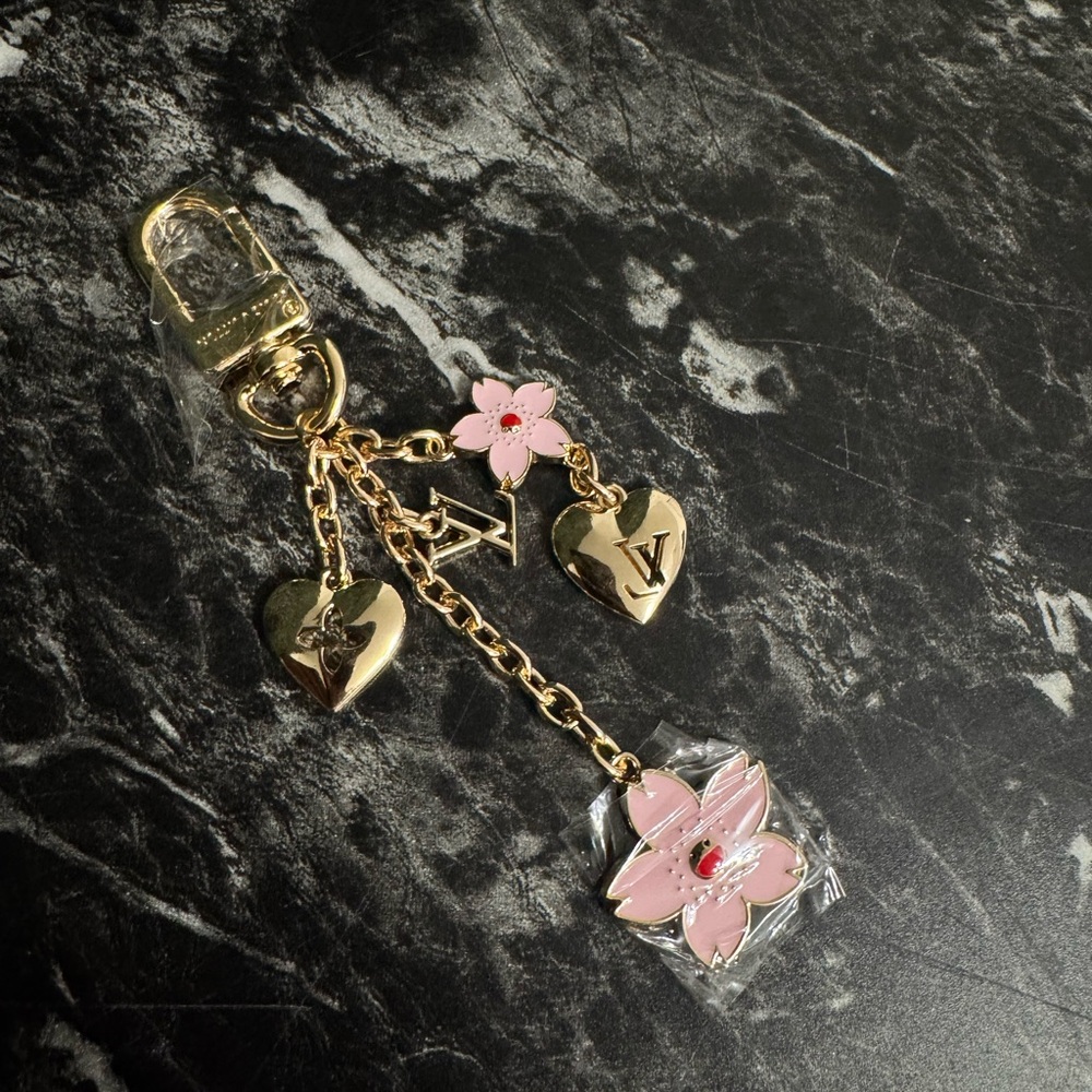 Cherry Blossom Gold and Pink Bag Charm
